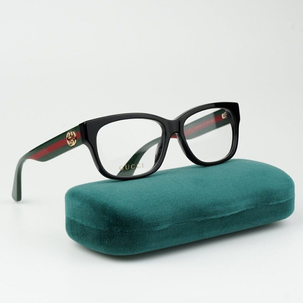 NEW Gucci GG0278O 011 Black Multicolor Rectangle Women Eyeglasses GG 0278O